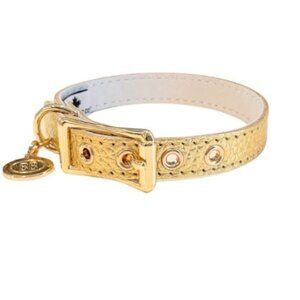 NWT Buddy Belts Gold Nugget Leather Dog Collar